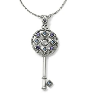 Neu mit Etikett Brighton HALO SCHLÜSSEL blau lila Kristalle wendbarer Anhänger Halskette UVP 52 $ - Bild 1 von 5