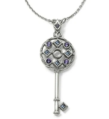 NUEVO CON ETIQUETAS Brighton HALO KEY Azul Púrpura Cristales Reversible Collar Colgante Precio de venta sugerido por el fabricante $52 Foto 1 de 4