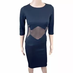 Missguided figurbetontes schwarzes Damenkleid mit Netzeinsatz Größe 6 UK 10 - Bild 1 von 12