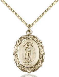 14K Gold Filled Our Lady Guadalupe Virgin Mary Medal Necklace Pendant - Picture 1 of 1
