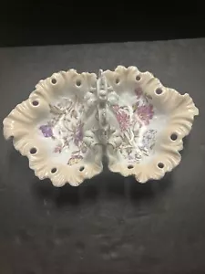 C.T. Altwasser Carl Tielsch antik vernetzt Blumendesign 14" geteilte Schüssel - Bild 1 von 8