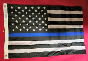 Thin Blue Line Flag American Made 2x3 ft NYL-GLO by Annin USA made US #3915 - Picture 1 of 12