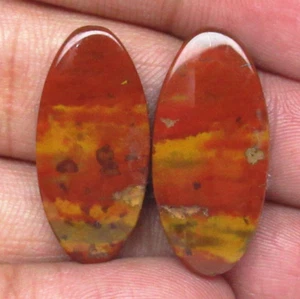 Blood Stone Cabochon Oval Shape Pair 24.60 ct Natural Loose Gemstone J 4046 - Picture 1 of 5
