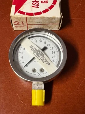 Ashcroft 2 1/2" Face 1084S Pressure Gauge 0 - 30 PSI 02L 316 Tube - Image 1 of 4