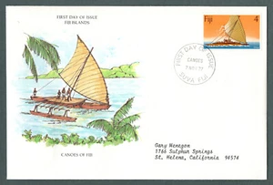 Canoas con cubierta de primer día Islas Fiji 1977 - Imagen 1 de 1