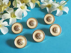 1113B Chequerboard Buttons " Napoli " Enamel Yellow Cream Golden Lot 6 EP 1970 - Picture 1 of 4