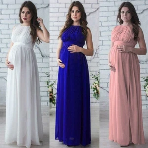 Maternity Dresses For Women Photo Shoot Chiffon Pregnant Sleeveless Dress - Picture 1 of 9