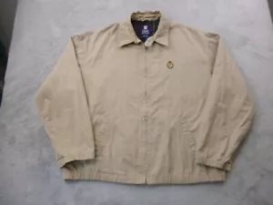 CRL Chaps Ralph Lauren Jacket Mens L Tan Khaki Harrington Bomber Tartan Plaid - Picture 1 of 10
