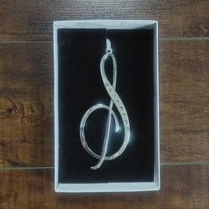 Silver Metal Music Note Ornament with Rhinestones - Picture 1 of 6