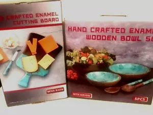 Boho Serving Bowl Set with Servers and cutting board - SALE - Picture 1 of 6