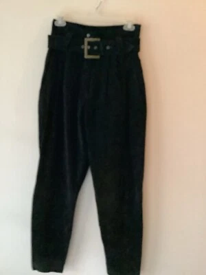 WILSON LEATHER HIGH WAIST PLEATED FRONT BELTED SUEDE LEATHER PANTS / SIZE 10 - Image 1 of 4