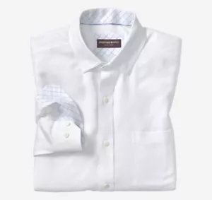Camisa de vestir Johnston & Murphy para hombre sin planchar en color blanco - Nueva con etiquetas - Imagen 1 de 1