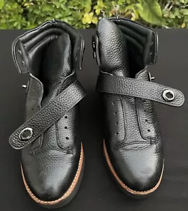 Coach Urban Hiker Pebble Women’s Ankle Boots 9.5B Black Leather Wedge Platform - Picture 1 of 23