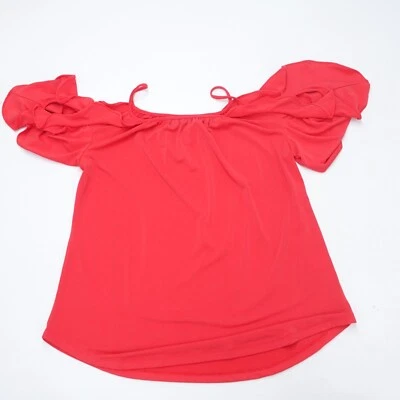 Top de hombro frío 7th Avenue Design Studio New York & Company para mujer rojo mediano Foto 1 de 4