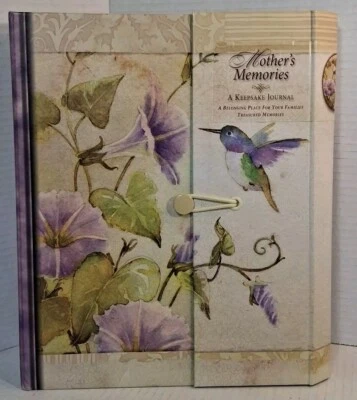 Mothers Memories Journal Keepsake Binder Pockets Acid Free Hummingbird Flowers  - Image 1 of 4
