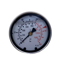 Manometer 100 bar 1/4" Anschluss hinten Durchmesser 63mm Glycerin - Bild 1 von 3