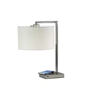 Adesso 4123-22 Austin 21 in. Brushed Steel Table Lamp with Qi Wireless Charging - Picture 1 of 4