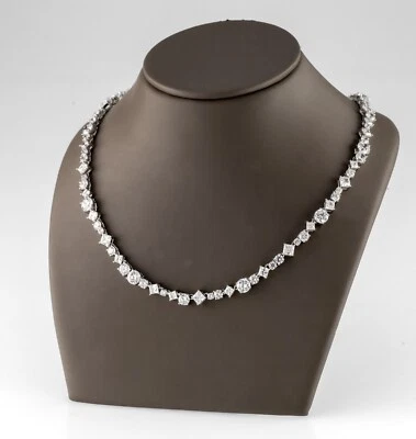 Argento Sterling Misto Taglio Zircone Cubico Tennis Collana Splendido 40.6cm - Immagine 1 di 3