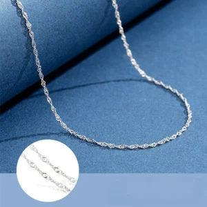 18ct Solid White Gold Fine Tinsel Nugget Chain Necklace - 18K Pt950, 2 lengths - Picture 1 of 8