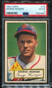 PSA 4 VG EX 1952 TOPPS GEORGE MUNGER #115 CARDINALS 93691 SD164 - Picture 1 of 2