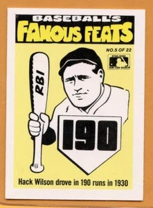 1986 Fleer Famous Feats baseball card # 5 Hack Wilson - Picture 1 of 1