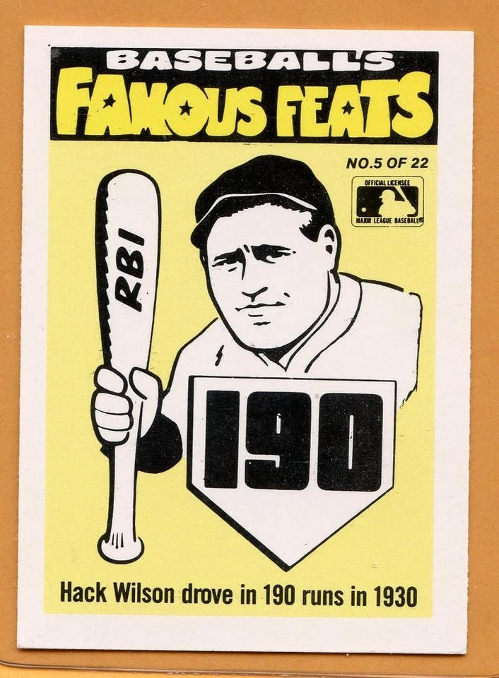 1986 Fleer Famous Feats baseball card # 5 Hack Wilson - Image 1 of 1