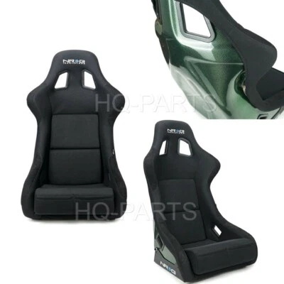 NRG GREEN CARBON FIBER FIXED BACK BUCKET RACING SEAT LARGE BLACK FABRIC & SUEDE - Image 1 of 4