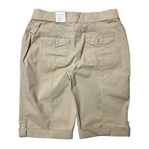 Chicos Ripstop Bermuda Utility Shorts Women Size .5 31 x 12 Stretch Khaki Peyote - Picture 1 of 12