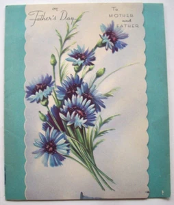 Cosmos? to MOTHER and Father embossed Vintage Father's Day Greeting card *CC17 - Picture 1 of 3