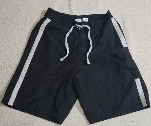 NFL Las Vegas Raiders Board Shorts Men's LRG Black Mesh Lined Swim Trunks pocket Cover
