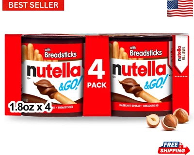 Nutella & GO! Paquete de 4 avellanas y cacao para untar con palitos de pan, merienda Cu Foto 1 de 4