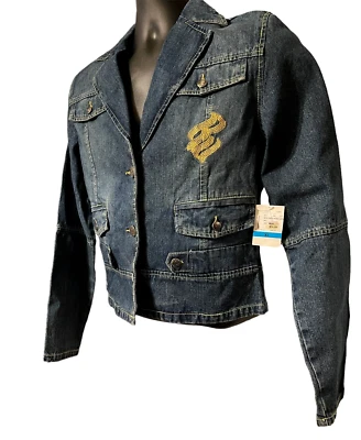 Roca Wear Women's Denim Jean Jacket Size XL Blue Streetwear Embroidery Logo NWT - Image 1 of 4