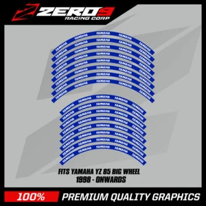 YAMAHA Rim Decals YZ 85 19" / 16" Big Wheel MX Motocross Graphics BLU / WHI - Picture 1 of 1