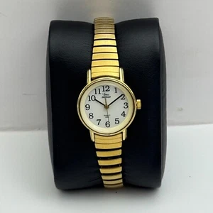 23mm Working Vintage Ladies Timex Indiglo Gold Plated Quartz Watch New Battery - Picture 1 of 17