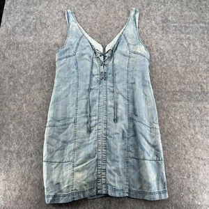 Abito Miss Me blu lino cotone denim senza maniche linea A L - Foto 1 di 11