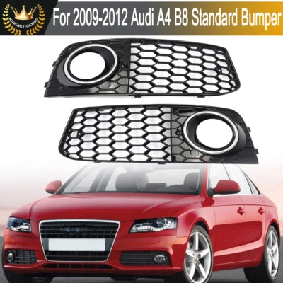 For 2009-2012 Audi A4 B8 Front Fog Light Lamp Grille RS4 Style w/Chrome Ring 2Pc Foto 1 de 4