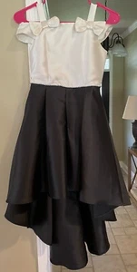 Girls Size 10 Dress Black White High Low Hem. Wedding Dance Dress - Picture 1 of 15
