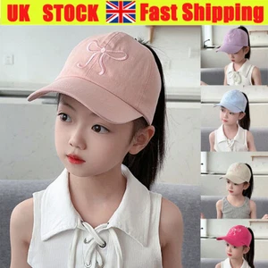 Girls Embroidery Bowknot Baseball Hat Bowknot Sun Hat Casual Peaked Cap ! - Picture 1 of 28