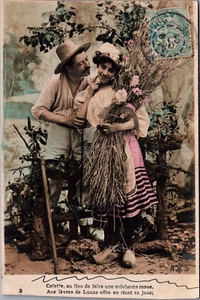 Beautiful Romantic Couple Colette au Lieu de Faire Vintage RPPC B209 - Picture 1 of 2