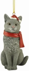 3,25 Zoll graue Katze Weihnachtsschmuck Figur Statue Skulptur - Bild 1 von 2