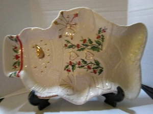 Snowman Serving Dish w/Gold Accents - Formalities by Baum Bros. - Picture 1 of 5