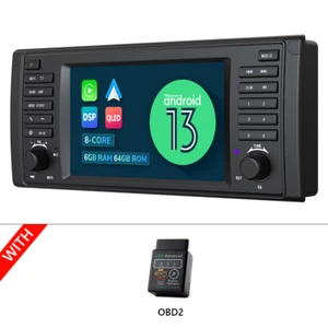 OBD+For BMW E39 520/525 E39A12S 7" Android 13 6+64G Car Radio GPS Stereo CarPlay - Picture 1 of 24