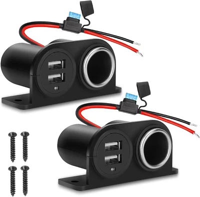 Divisor de enchufe para encendedor de cigarrillos con doble salida USB y fusible - Imagen 1 de 4
