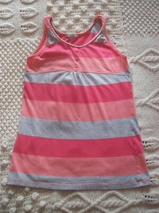Girls Vest Top - Stripes - Pink/Grey (Marks & Spencer 11 Years) - Picture 1 of 5