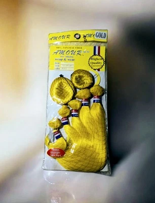 AMOUR Gold 6 Piece Hair Collection Wrap & Wear Faux Hair Wig 100% Japanese Fiber - Image 1 of 4