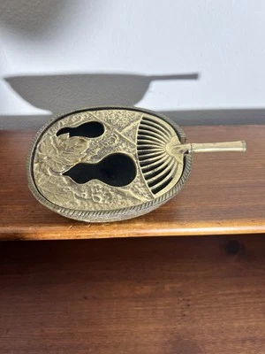 CAST IRON? Brass? Incense Burner BASKET & FAN Vintage Japan - Image 1 of 4
