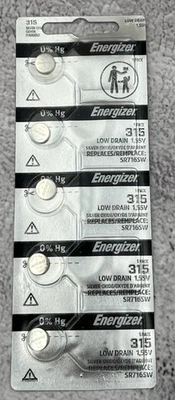 5 Energizer 315 SR716SW Silver Oxide 1.55V Low Drain Coin Cell Batteries - Image 1 of 2