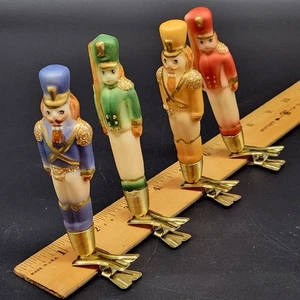 Set 4 Soldatini Schiaccianoci Tedeschi Lauscha Vetro Clip On Ornamenti Natale 4" - Foto 1 di 17