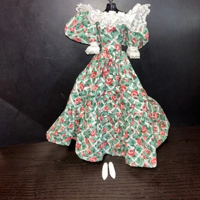 Barbie Hecho a Mano Primavera Vestido Floral Southern Belle Vestido Con Barbie Zapatos Suave Foto 1 de 4