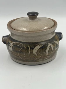 California Pottery Chili Soup Bowl W Lid Rustic Stoneware Crock Pot 141 USA Mark - Bild 1 von 8